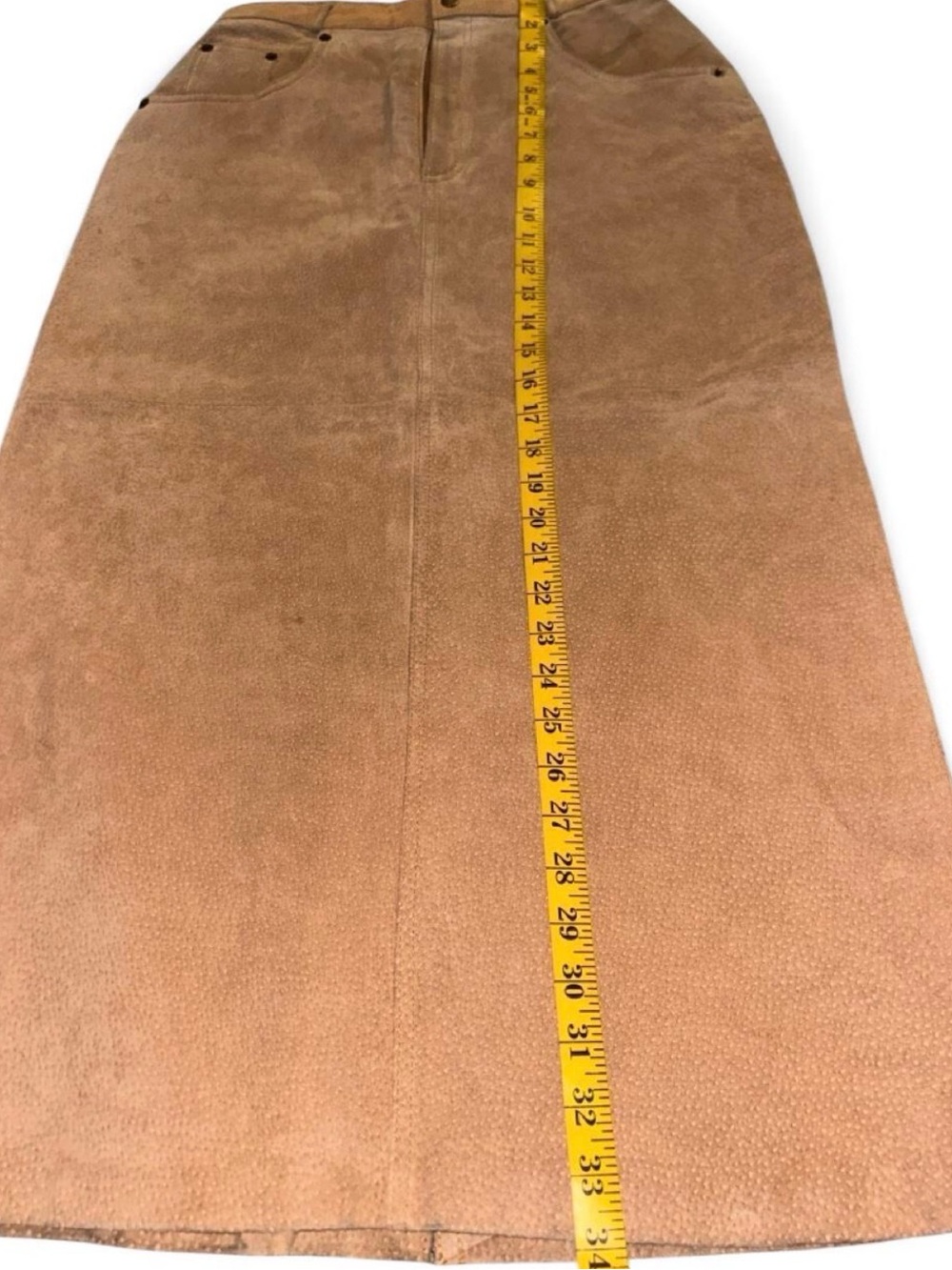 Venezia Leather Midi Skirt in Camel Brown - Picture 5 of 5